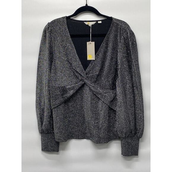 Boden Women’s Twist Front Jersey Top Size 20/22 Silver Sparkle Glam Party Event - Picture 1 of 5